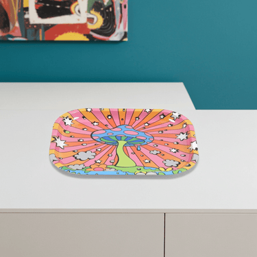 Mushroom Trip Rolling Tray - Ziya Blue