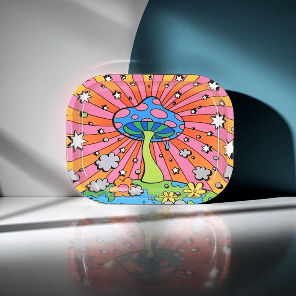 Mushroom Trip Rolling Tray - Ziya Blue