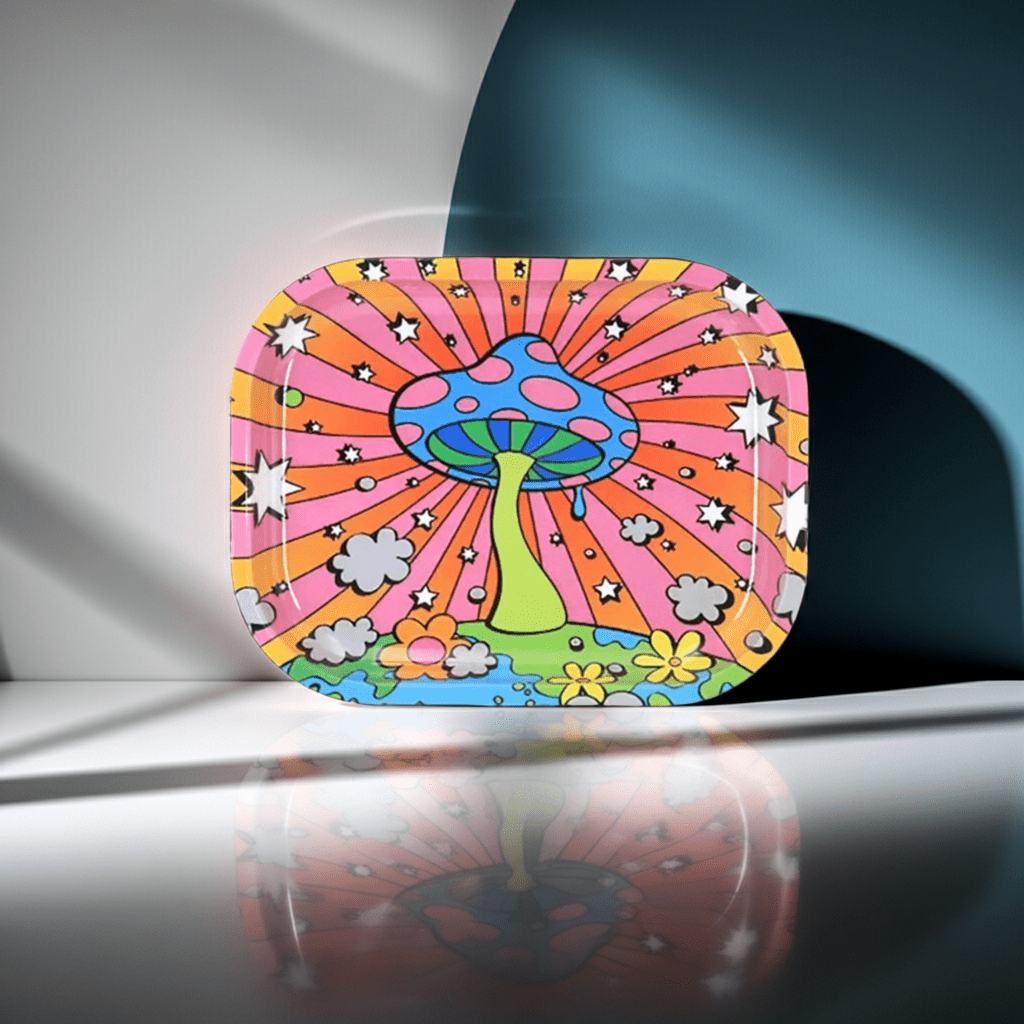 Mushroom Trip Rolling Tray - Ziya Blue