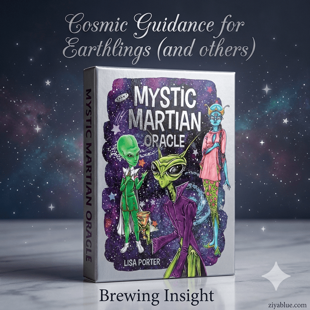 Mystic Martian Oracle: Retro - Futuristic Alien Divination Deck - Ziya Blue