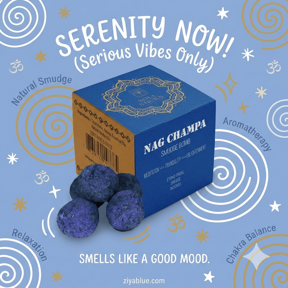 Nag Champa Smudge Bombs with Burner (5 Pack) | The OG Zen Cleansing Kit 🌸 - Ziya Blue