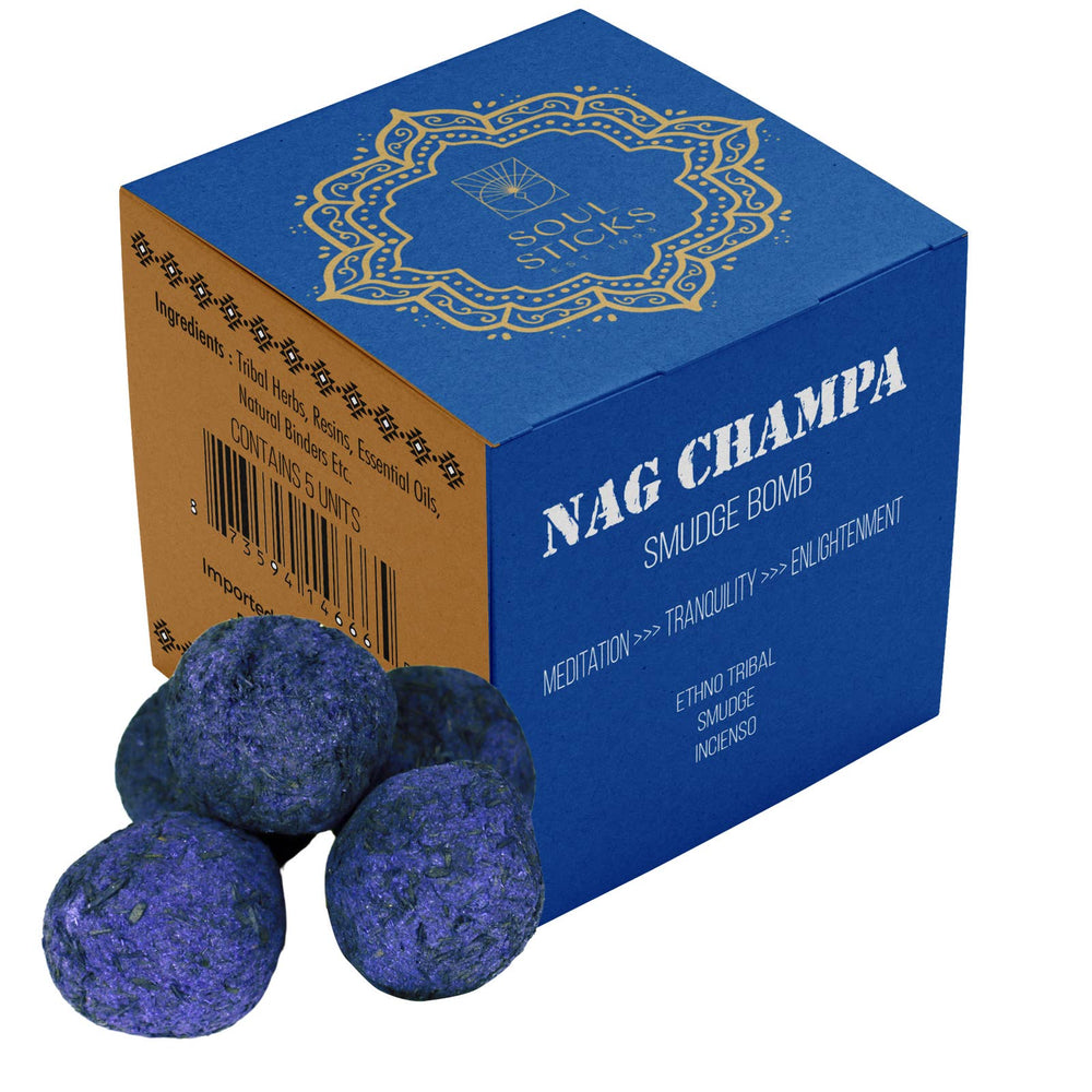 Nag Champa Smudge Bombs with Burner (5 Pack) | The OG Zen Cleansing Kit 🌸 - Ziya Blue