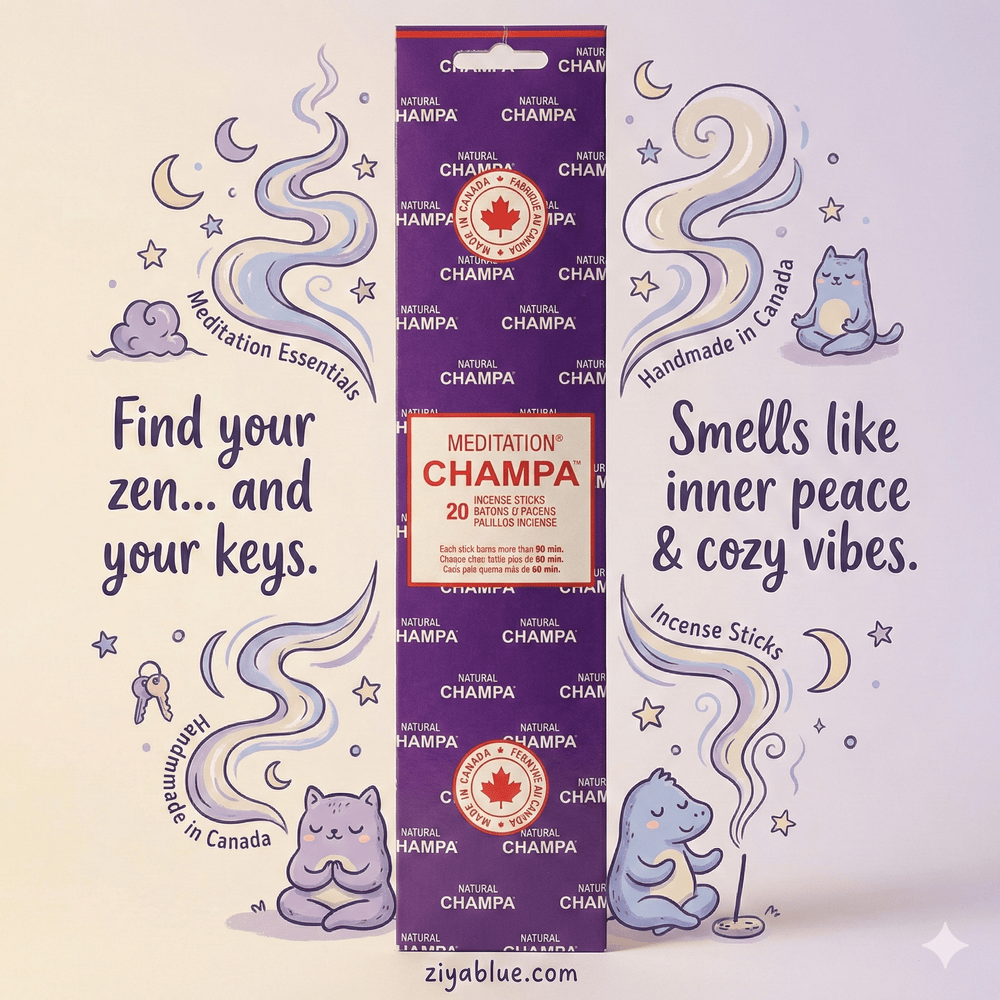 Natural Champa Incense Sticks - Meditation Blend | Made in Canada - Ziya Blue