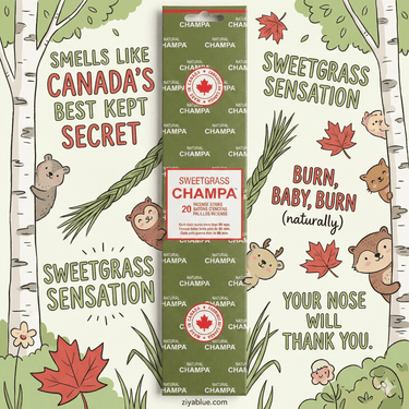 Natural Champa Sweetgrass Incense Sticks | Made in Canada - Ziya Blue