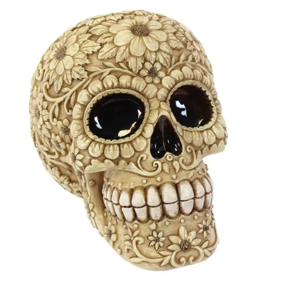 Natural Floral Skull Money Box - Ziya Blue