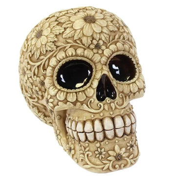 Natural Floral Skull Money Box - Ziya Blue