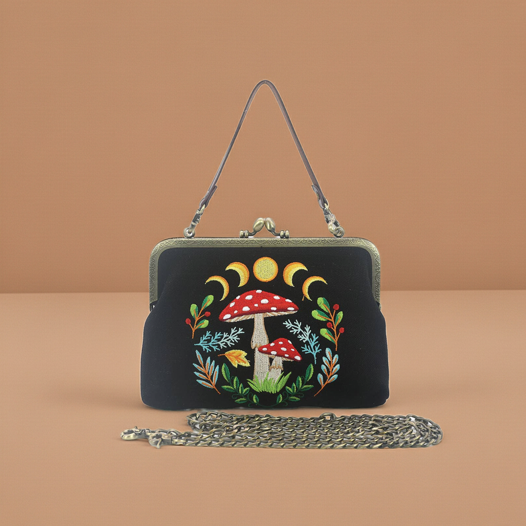 Celestial Mushroom Kiss Lock Bag