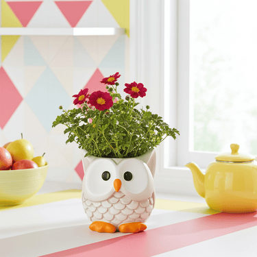 🦉 Owl Flower Pot - Ziya Blue