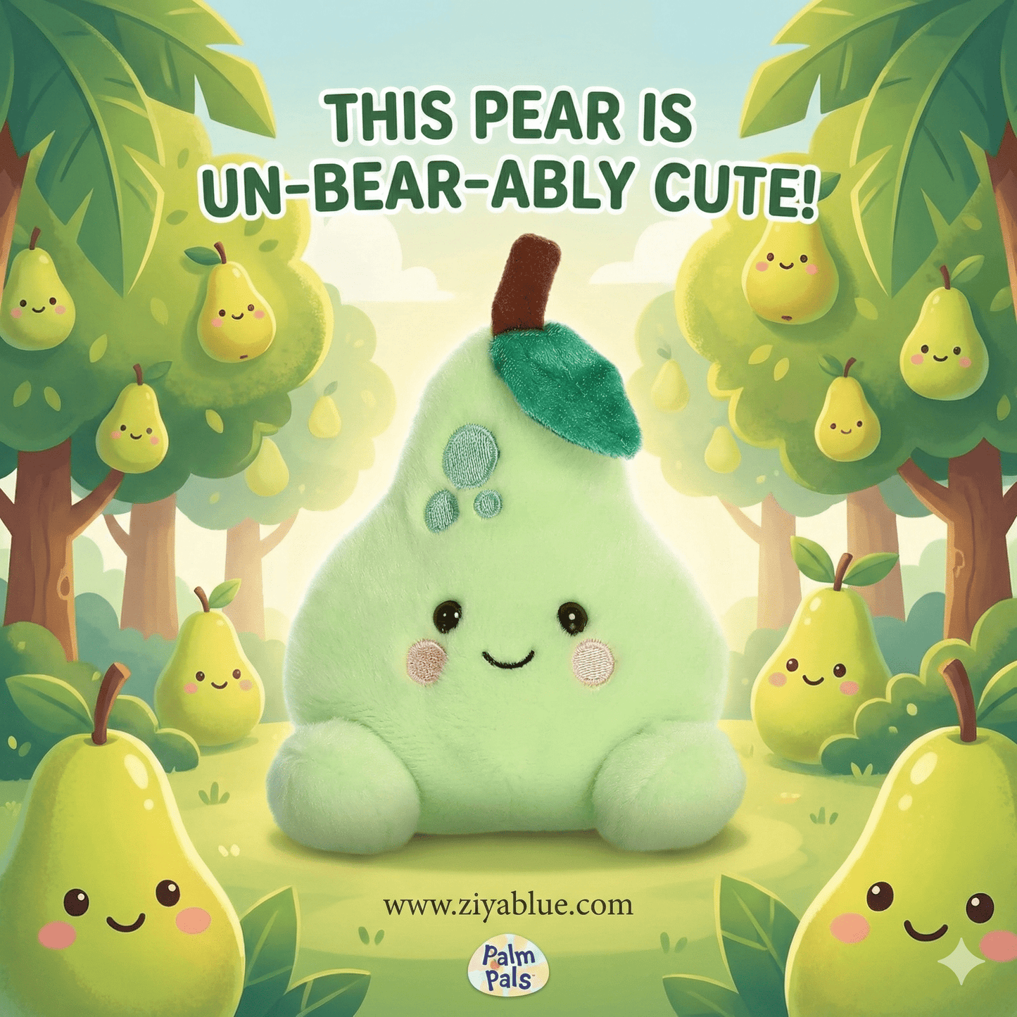 Palm Pals Bartlett Pear – The 5" Ripe & Sassy Fruit Plush - Ziya Blue