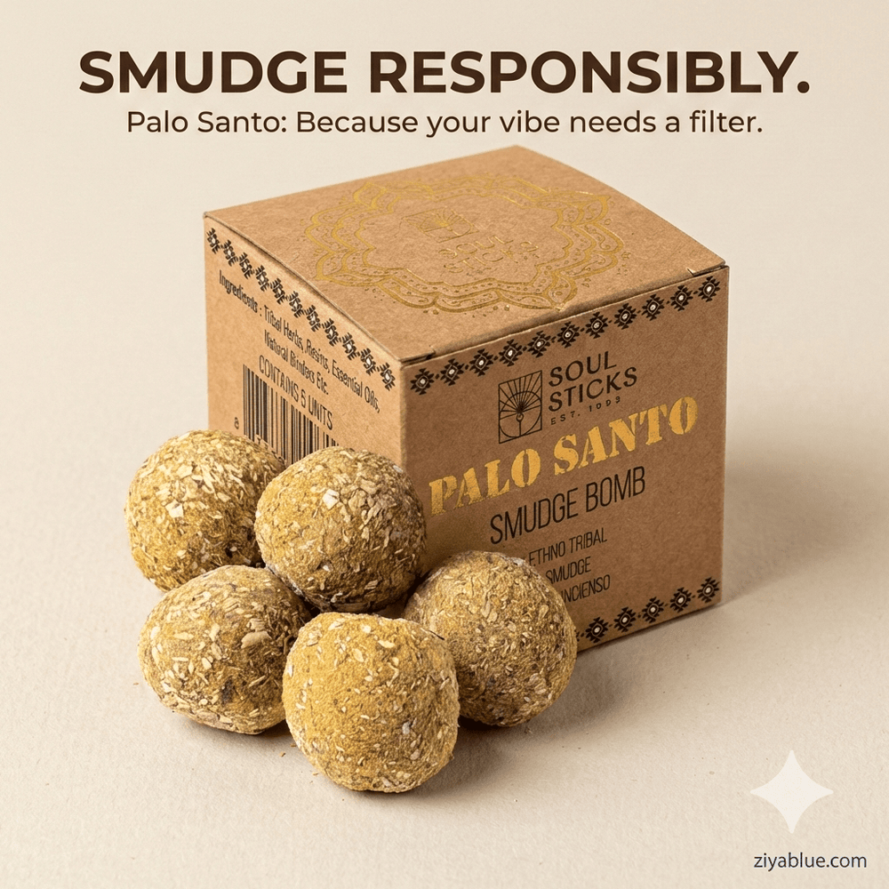 Palo Santo Smudge Bombs with Burner (5 Pack) | Instant "Holy Wood" Energy Cleanse 🌟✨ - Ziya Blue