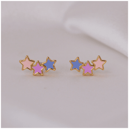 Pastel Star Stud Earrings - Ziya Blue