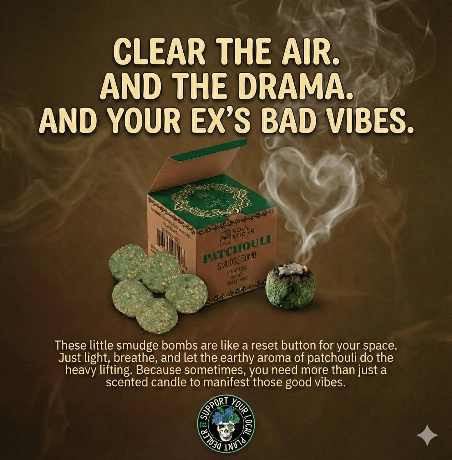 Patchouli Smudge Bombs with Burner 🌿💫 - Ziya Blue