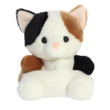 Peebs Calico Cat Palm Pal | Mini Spotted Kitty Plush Toy - Ziya Blue