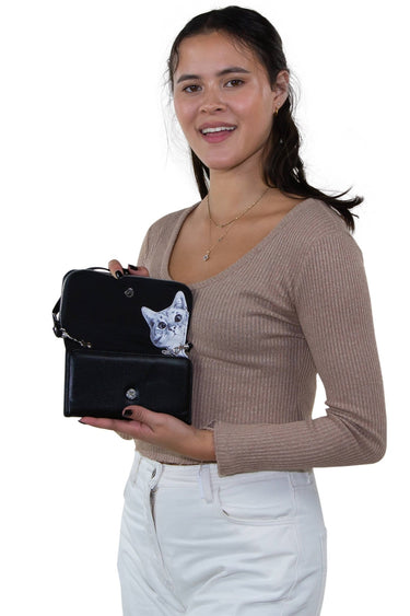 Peeking Cats Wallet - Ziya Blue