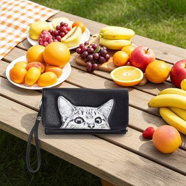 Peeking Cats Wallet - Ziya Blue