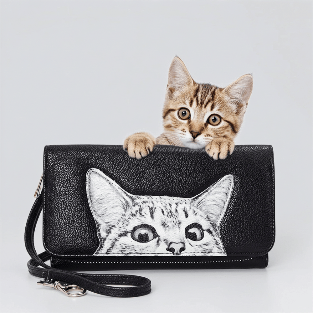 Peeking Cats Wallet - Ziya Blue