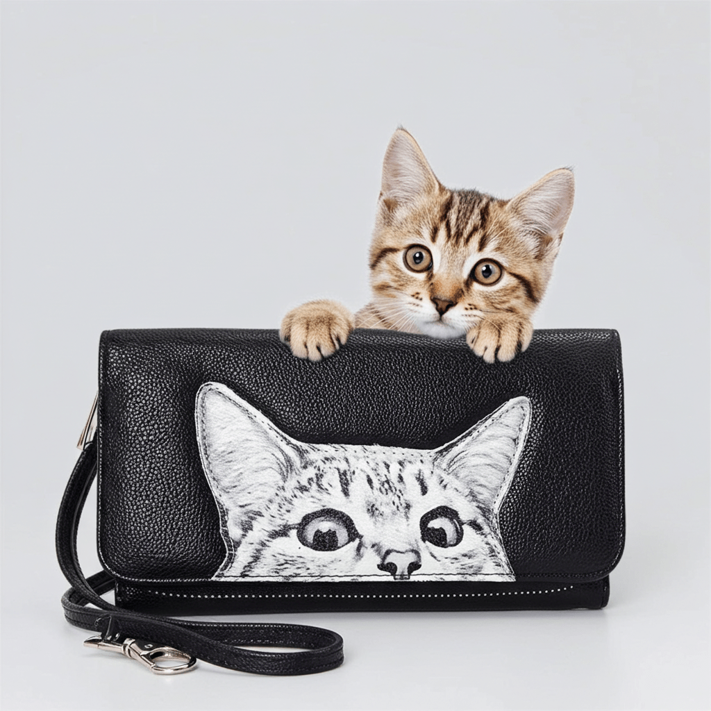 Peeking Cats Wallet - Ziya Blue