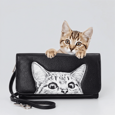 Peeking Cats Wallet - Ziya Blue