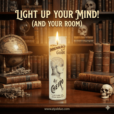 Phrenology Glass Candle Head 🧠🕯️ - Ziya Blue