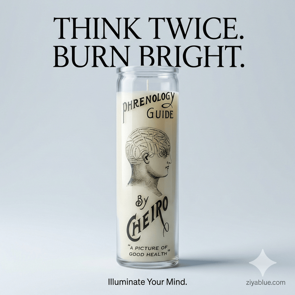 Phrenology Glass Candle Head 🧠🕯️ - Ziya Blue