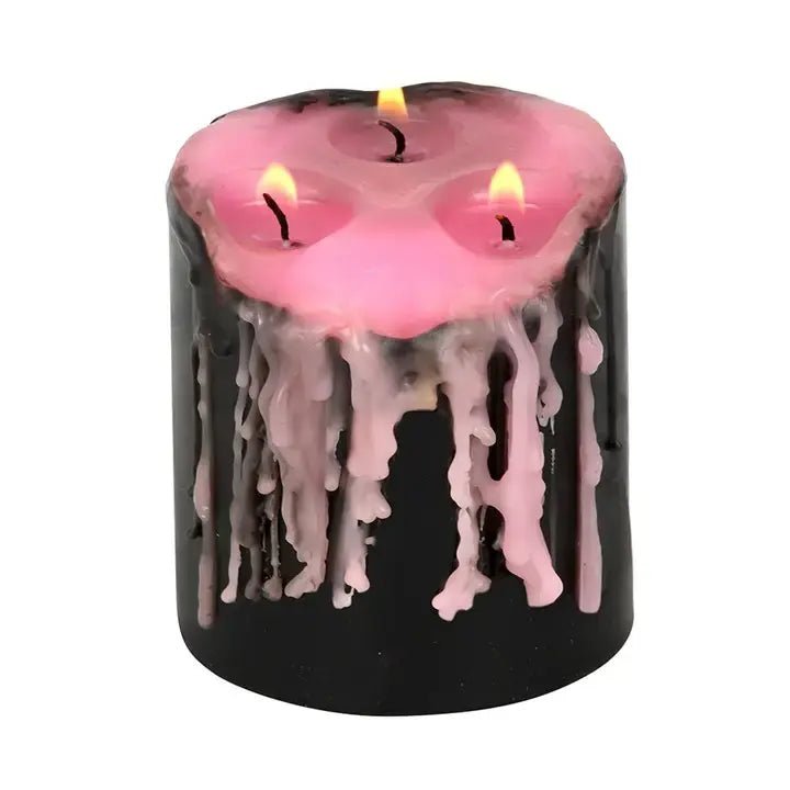 Pink Vampire Tears Gothic Bleeding Pillar Candle - Ziya Blue