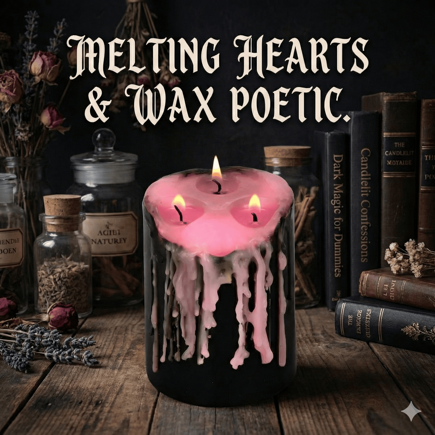 Pink Vampire Tears Gothic Bleeding Pillar Candle - Ziya Blue