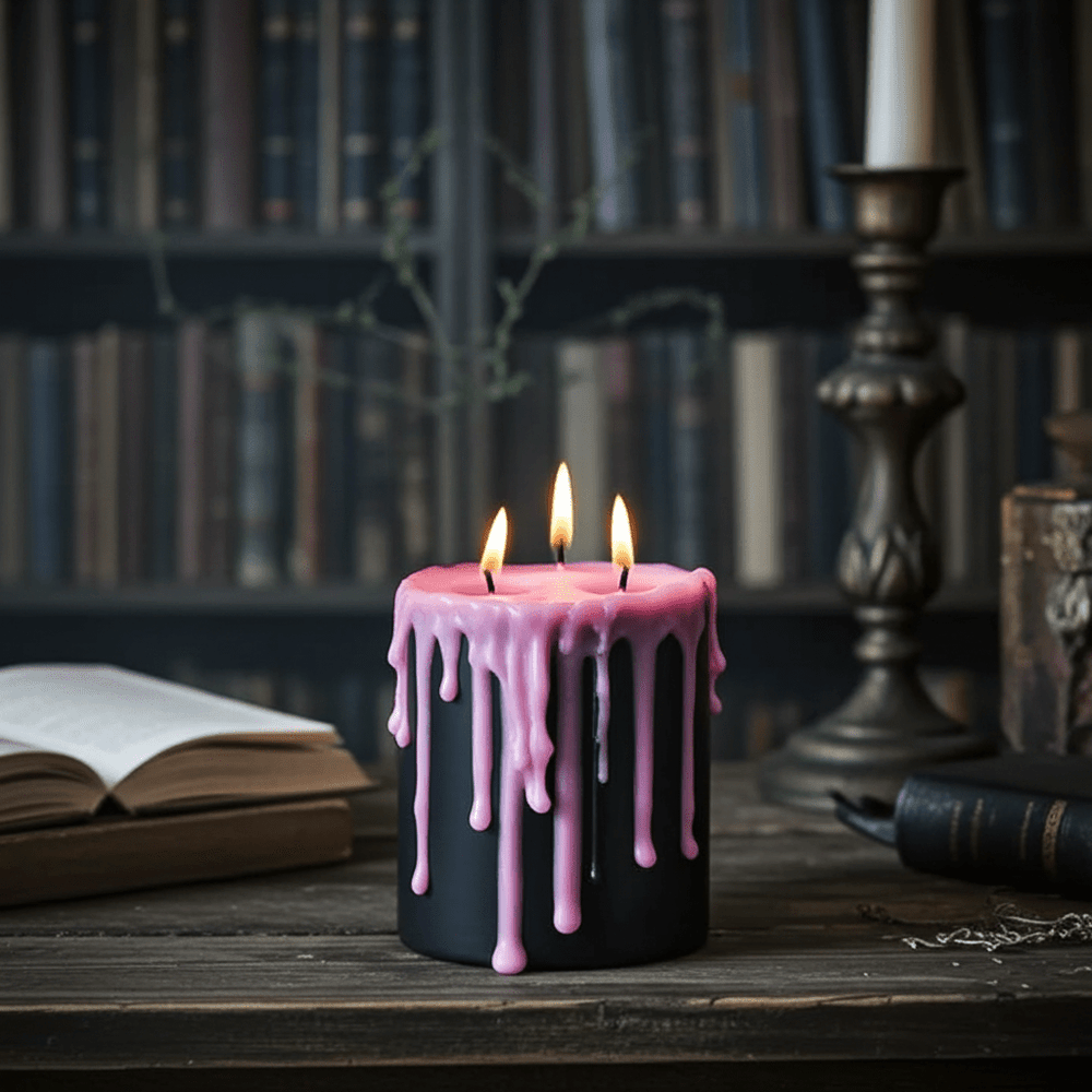Pink Vampire Tears Gothic Bleeding Pillar Candle - Ziya Blue