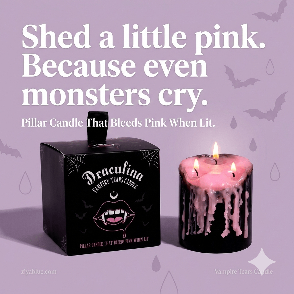 Pink Vampire Tears Gothic Bleeding Pillar Candle - Ziya Blue
