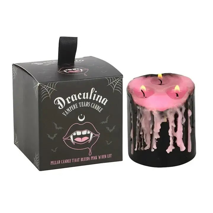 Pink Vampire Tears Gothic Bleeding Pillar Candle