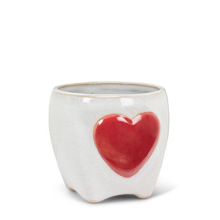 Planter with Red Heart - Ziya Blue