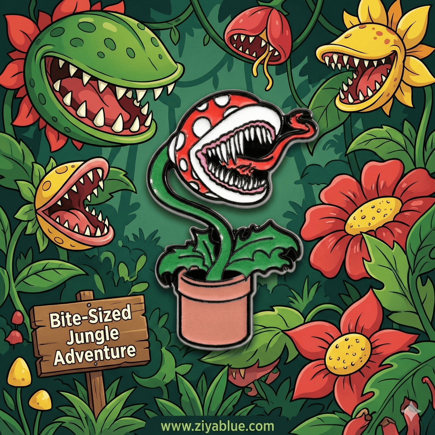 Polka Dot Venus Fly Trap Pin - Ziya Blue