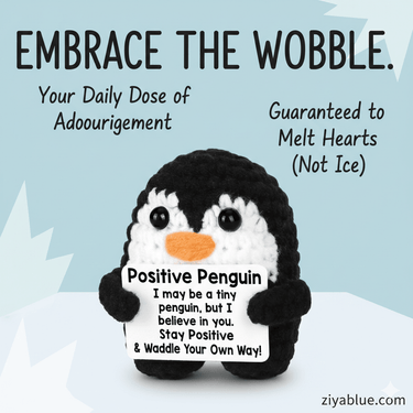 Positive Penguin Crochet – Tiny Joy – Cheerful Decor - Ziya Blue