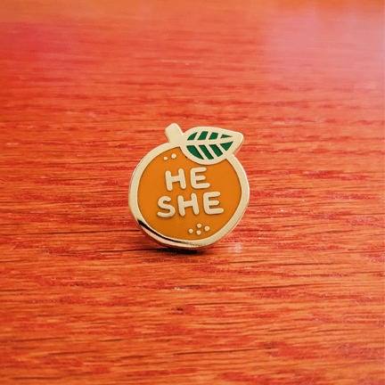 Pronoun Orange Pin He/She - Ziya Blue
