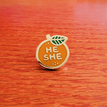 Pronoun Orange Pin He/She - Ziya Blue