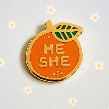 Pronoun Orange Pin He/She - Ziya Blue