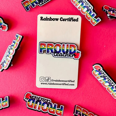 Proud Teacher Rainbow LGBTQ+ Pin - Ziya Blue