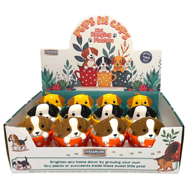 Pups In Cups Mini Hanging Planters - Ziya Blue