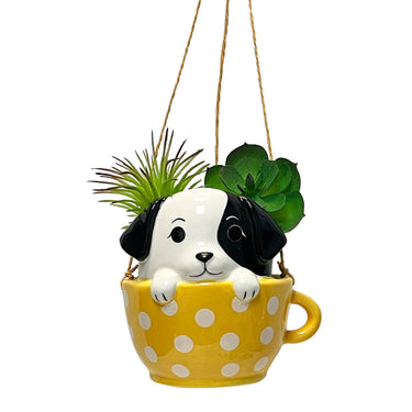 Pups In Cups Mini Hanging Planters - Ziya Blue