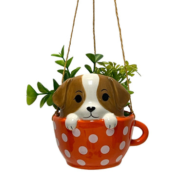 Pups In Cups Mini Hanging Planters - Ziya Blue