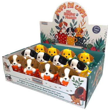 Pups In Cups Mini Hanging Planters - Ziya Blue
