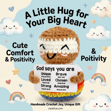 Rainbow Jesus Crochet Doll - Handmade Positivity Gift Plush - Ziya Blue