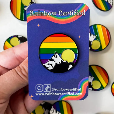 Rainbow Mountain Sunrise LGBTQ+ Enamel Pin - Ziya Blue