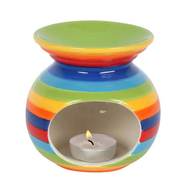 Rainbow Stripe Oil Burner and Wax Warmer - Ziya Blue