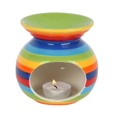 Rainbow Stripe Oil Burner and Wax Warmer - Ziya Blue