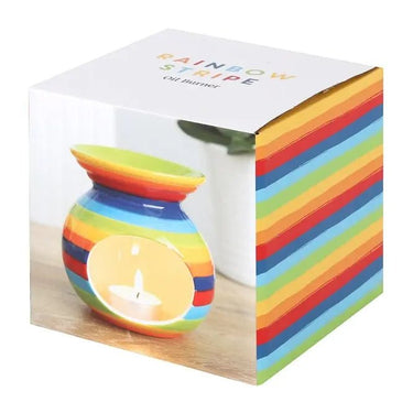 Rainbow Stripe Oil Burner and Wax Warmer - Ziya Blue