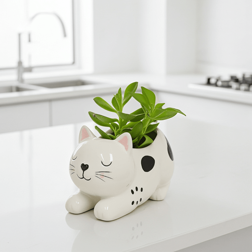 Raise Your Bum Kitty Planter - Ziya Blue