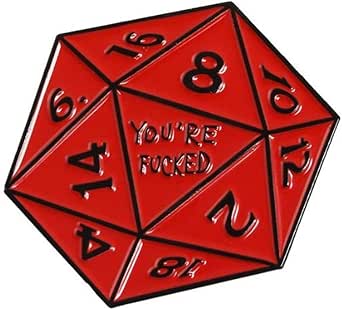 Red D20 "You're Fucked" Enamel Pin | Tabletop RPG Critical Fail Badge - Ziya Blue