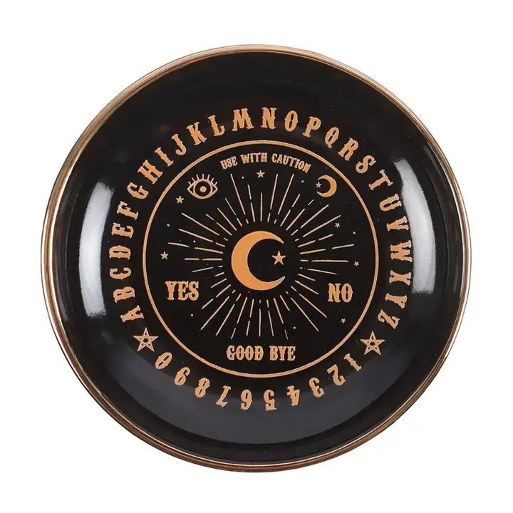 Round Black Talking Board Trinket Dish - Ziya Blue