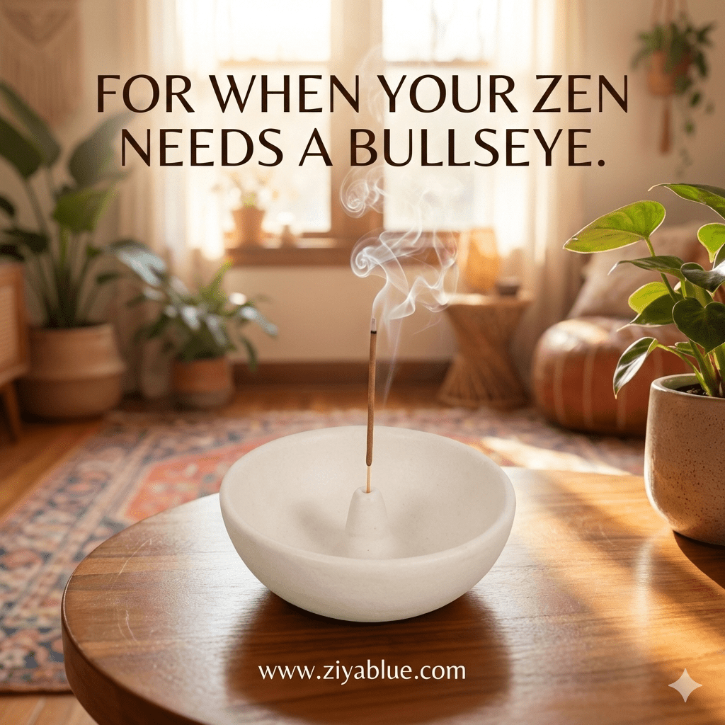 Round Ceramic Incense Holder - Ziya Blue