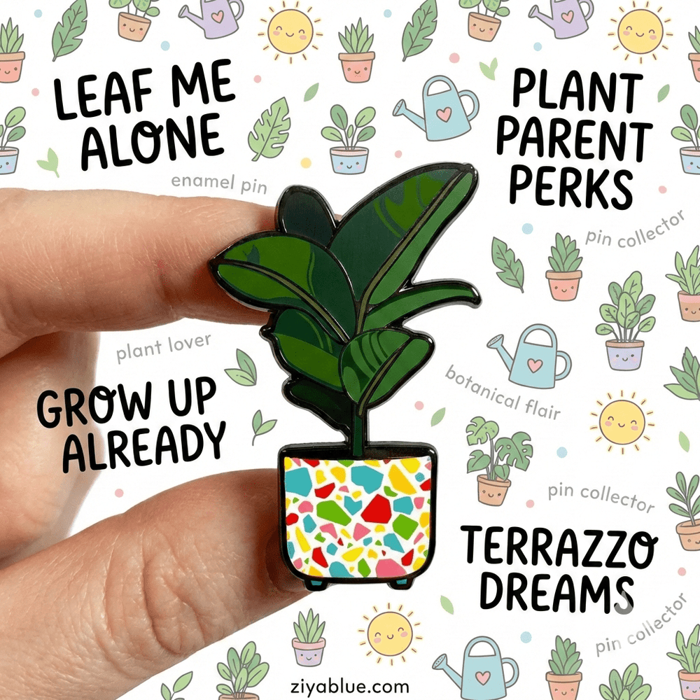 Rubber Plant Enamel Pin | The "Unkillable" Houseplant - Ziya Blue